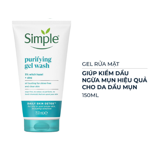 Gel Rửa Mặt Simple Thanh Khiết, Giảm Bóng Nhờn 150ml Purifying Gel Wash