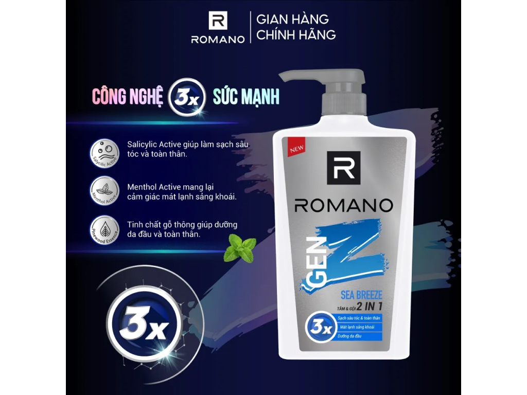 Tắm Gội 2 Trong 1 Romano Gen Z 610G + TẶNG 150G