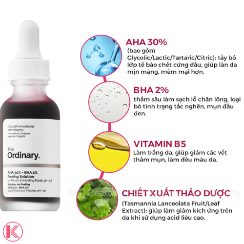 The Ordinary AHA 30% + BHA 2% Peeling Solution (Tinh chất tẩy tế bào chết) 30ml