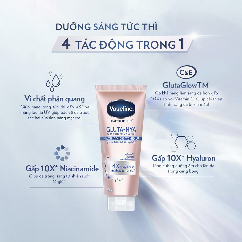 Dưỡng Thể Trắng Da Vaseline Healthy Bright Gluta-Hya Serum Burst Lotion 330ml