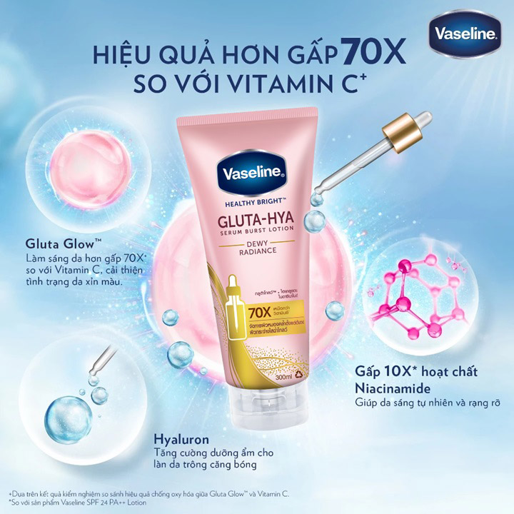 Dưỡng Thể Trắng Da Vaseline Healthy Bright Gluta-Hya Serum Burst Lotion 330ml