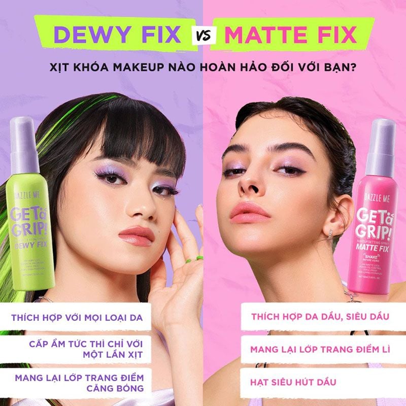 Xịt Khóa Nền DAZZLE ME Get A Grip Makeup Setting Spray 60ml