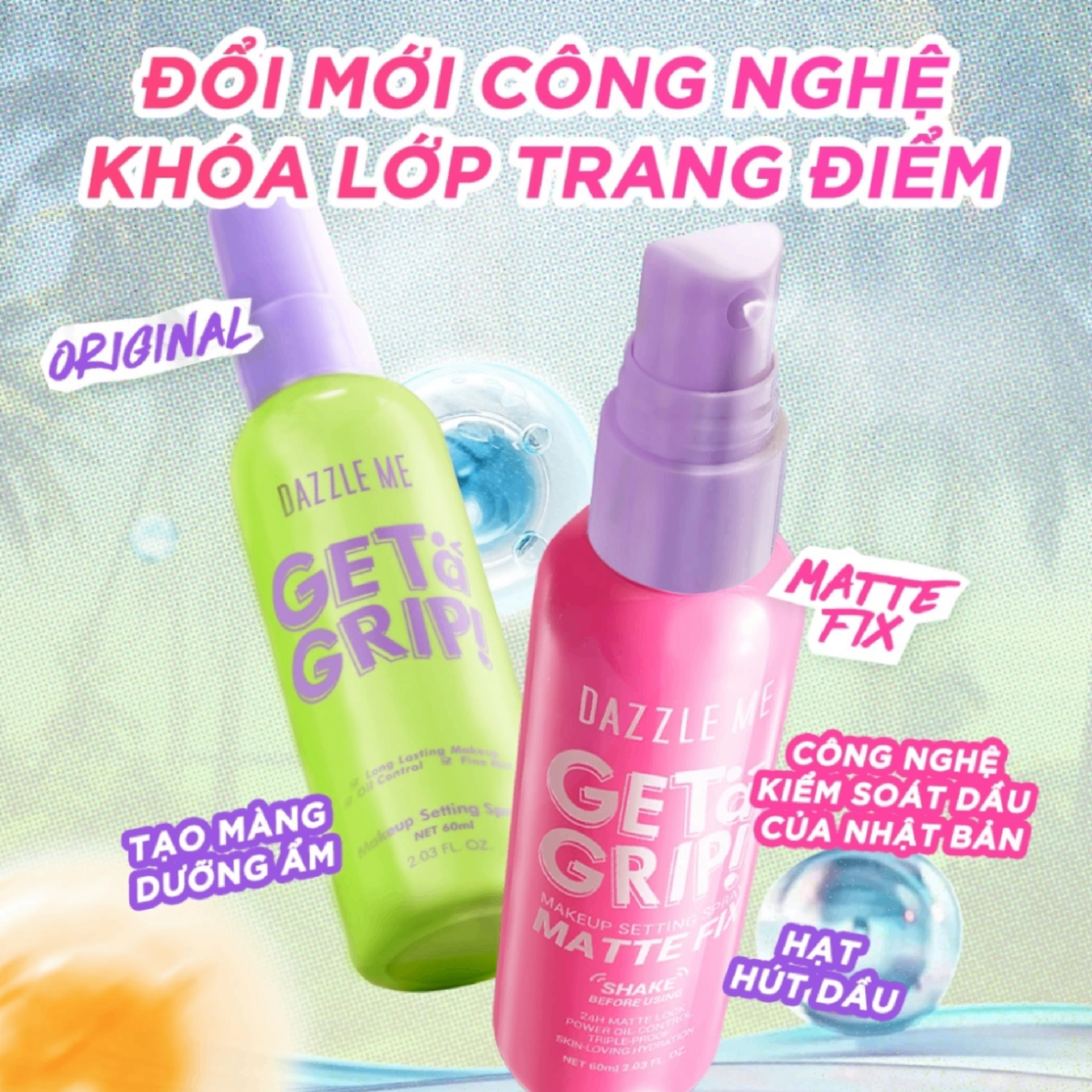 Xịt Khóa Nền DAZZLE ME Get A Grip Makeup Setting Spray 60ml