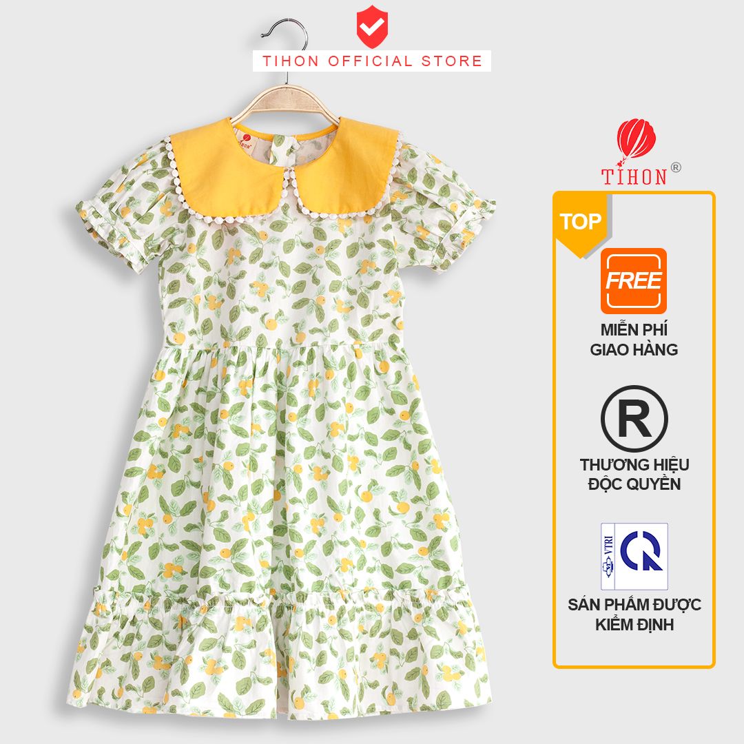 Váy BG hoa phối cổ vàng 905