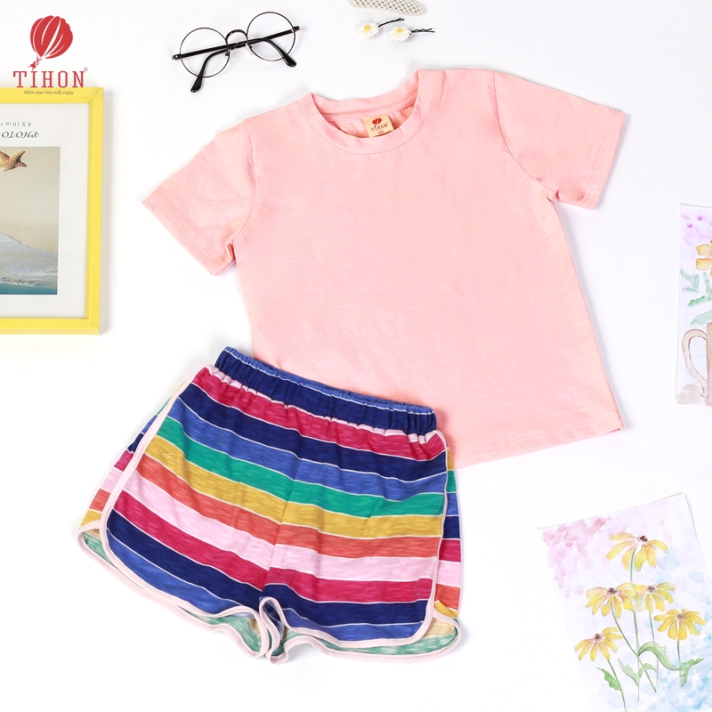 Bộ cotton ngũ sắc hồng TIHON SET061195