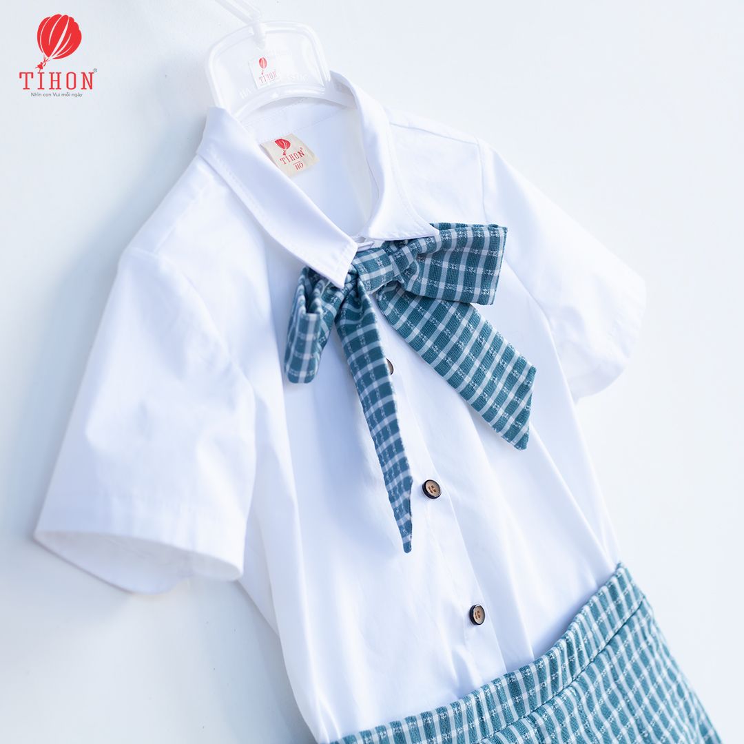 SET Bộ BG váy nơ caro xếp ly 106