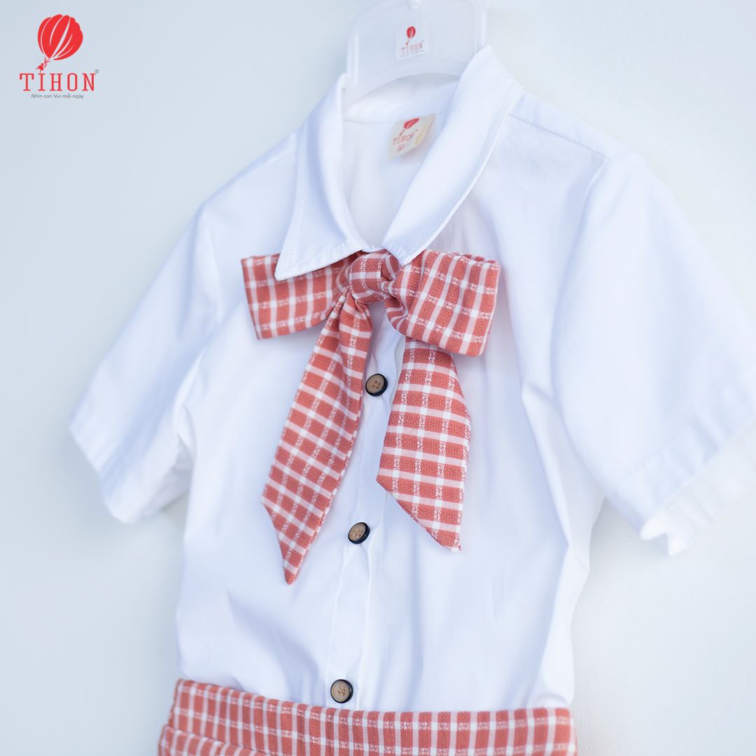 SET Bộ BG váy nơ caro xếp ly 106
