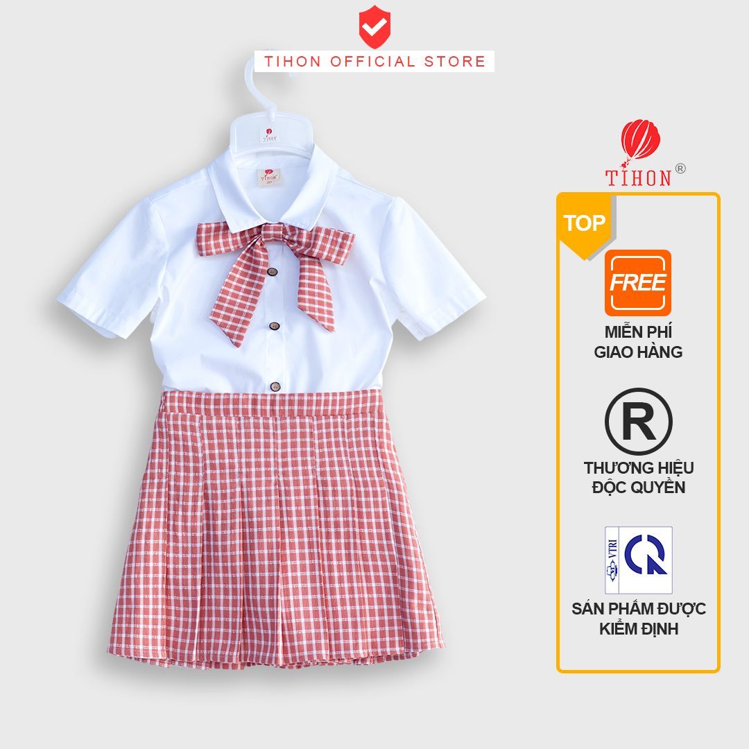 SET Bộ BG váy nơ caro xếp ly 106