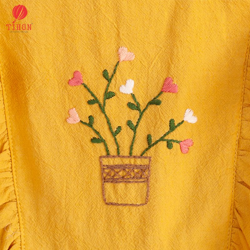 Váy thô thêu ngực cộc tay bèo 906