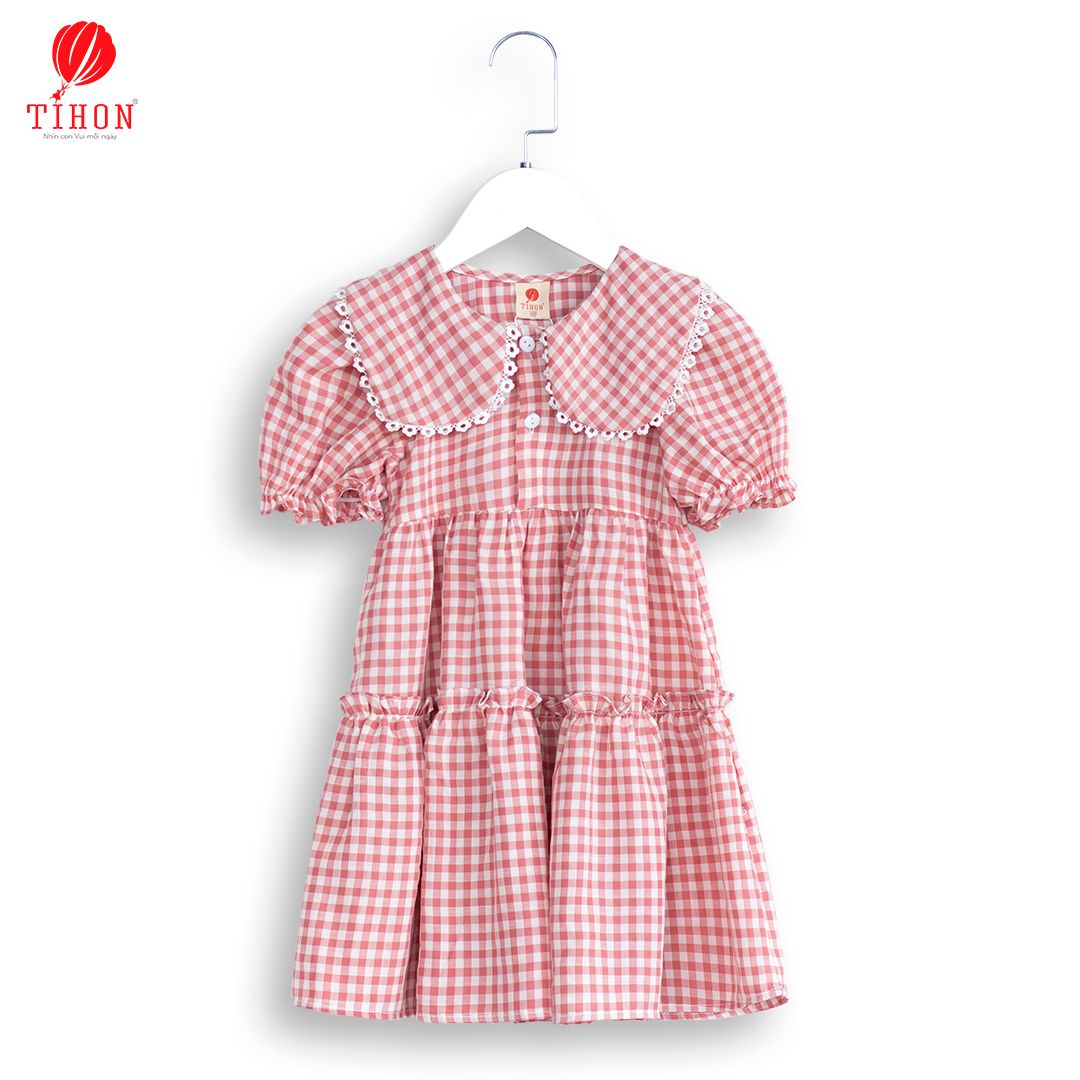 Váy đũi kẻ caro ren cổ 906