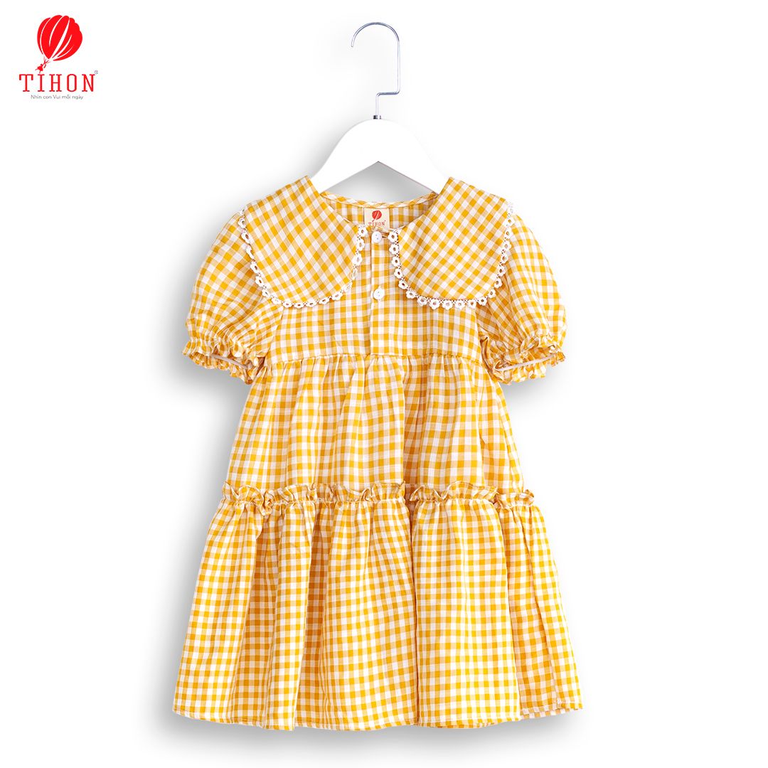 Váy đũi kẻ caro ren cổ 906