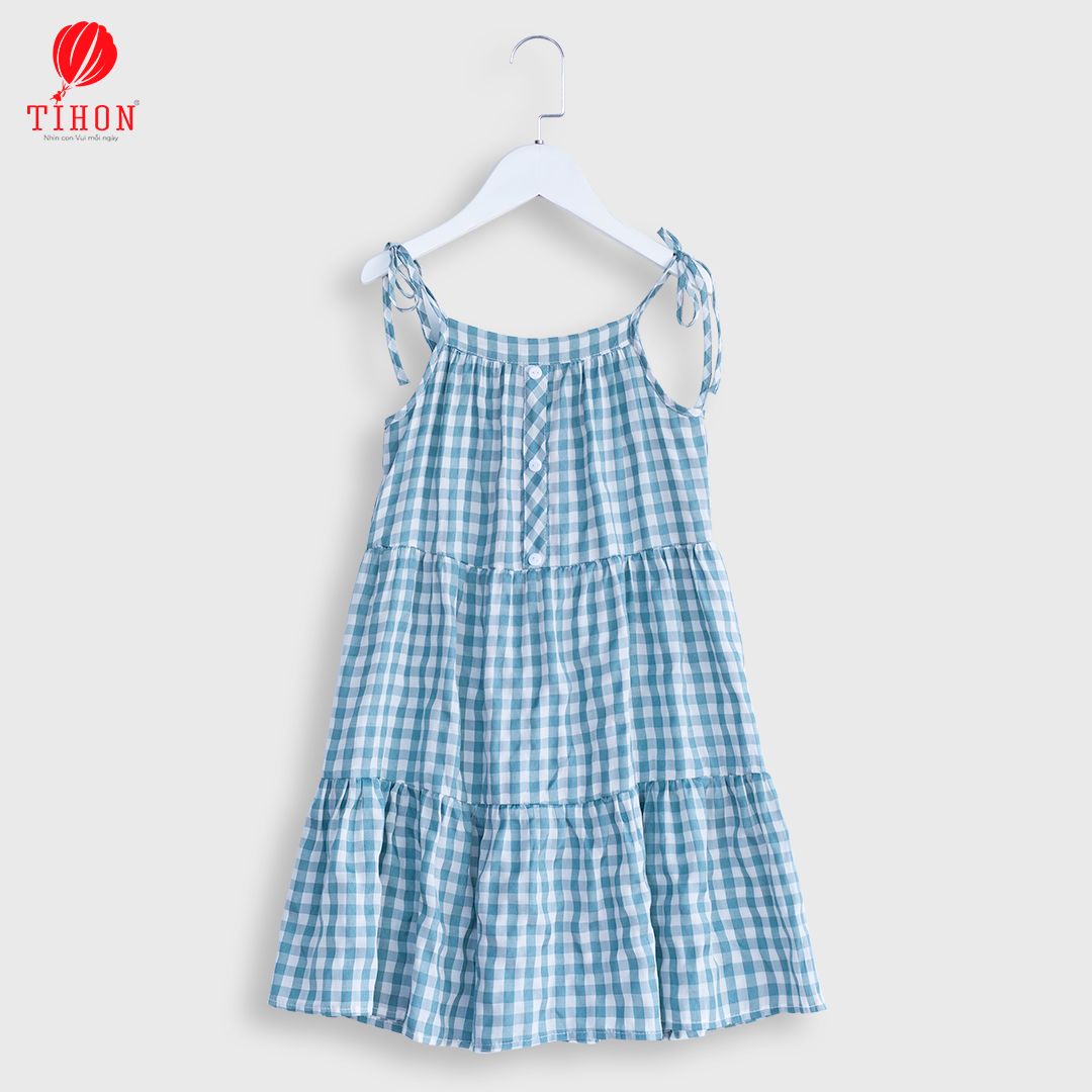 Váy thô kẻ caro hai dây 3 khuy 906
