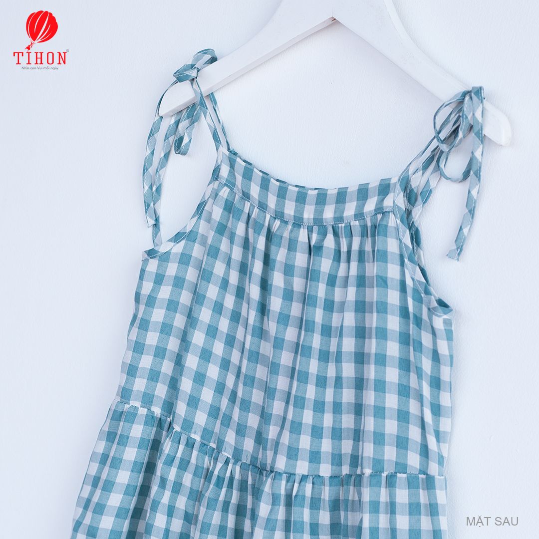 Váy thô kẻ caro hai dây 3 khuy 906