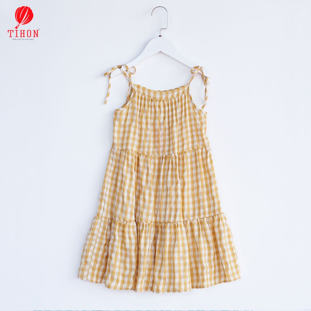 Váy thô kẻ caro hai dây 3 khuy 906