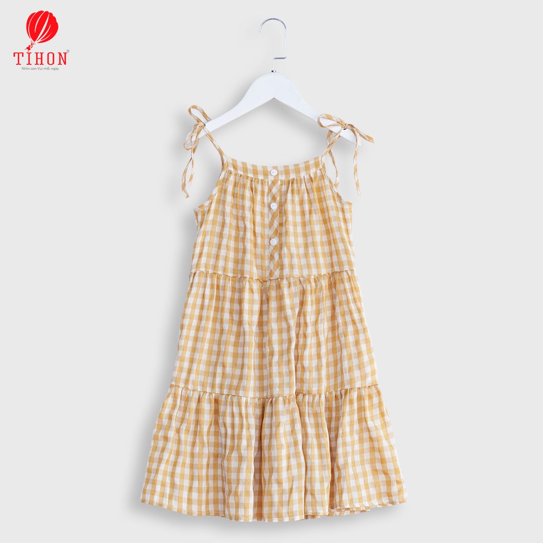 Váy thô kẻ caro hai dây 3 khuy 906