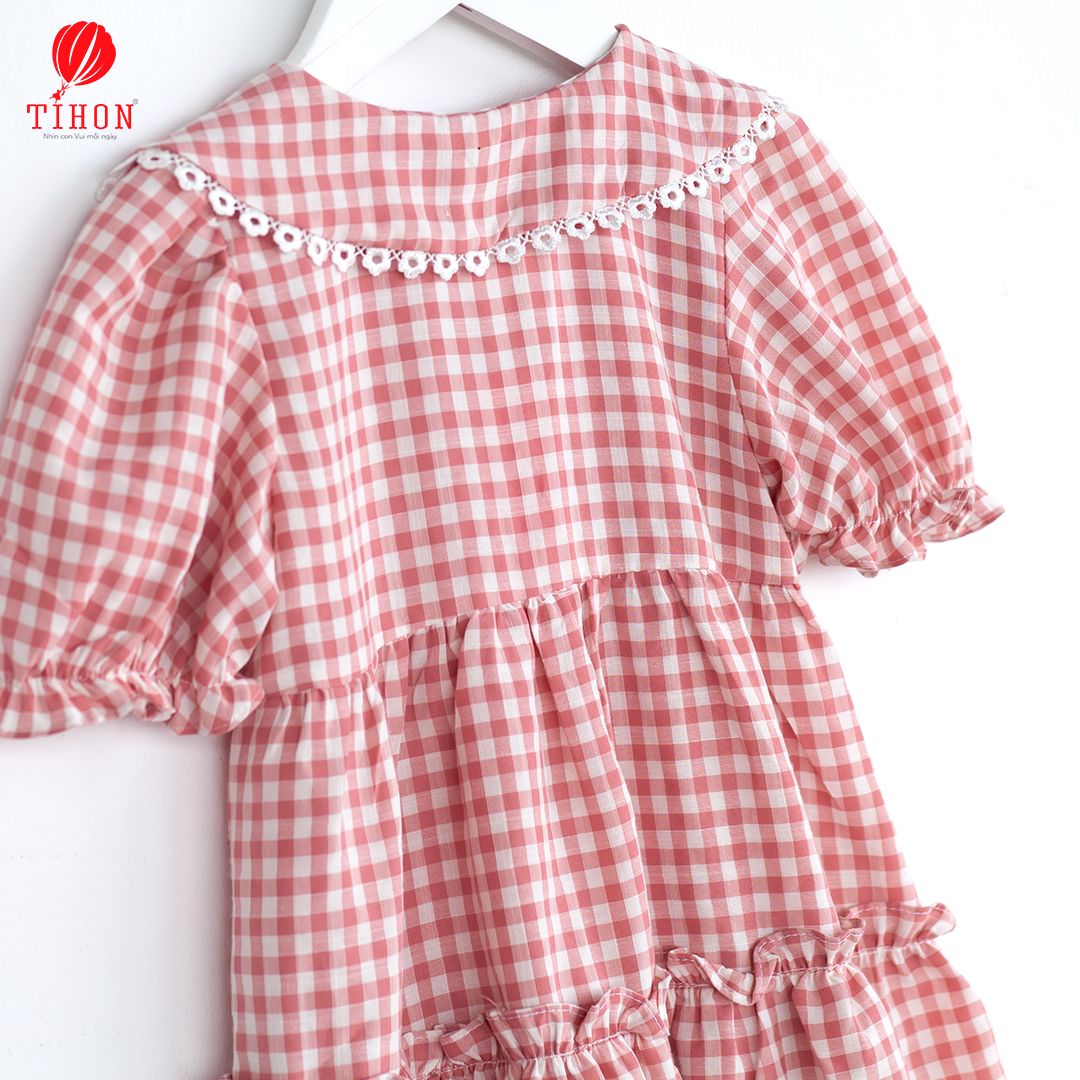Váy đũi kẻ caro ren cổ 906