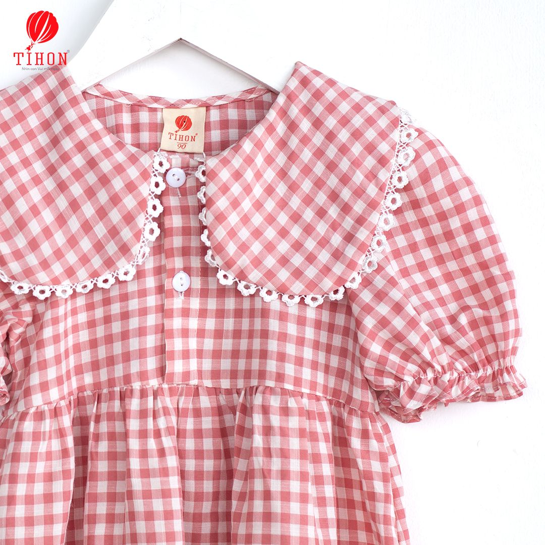 Váy đũi kẻ caro ren cổ 906