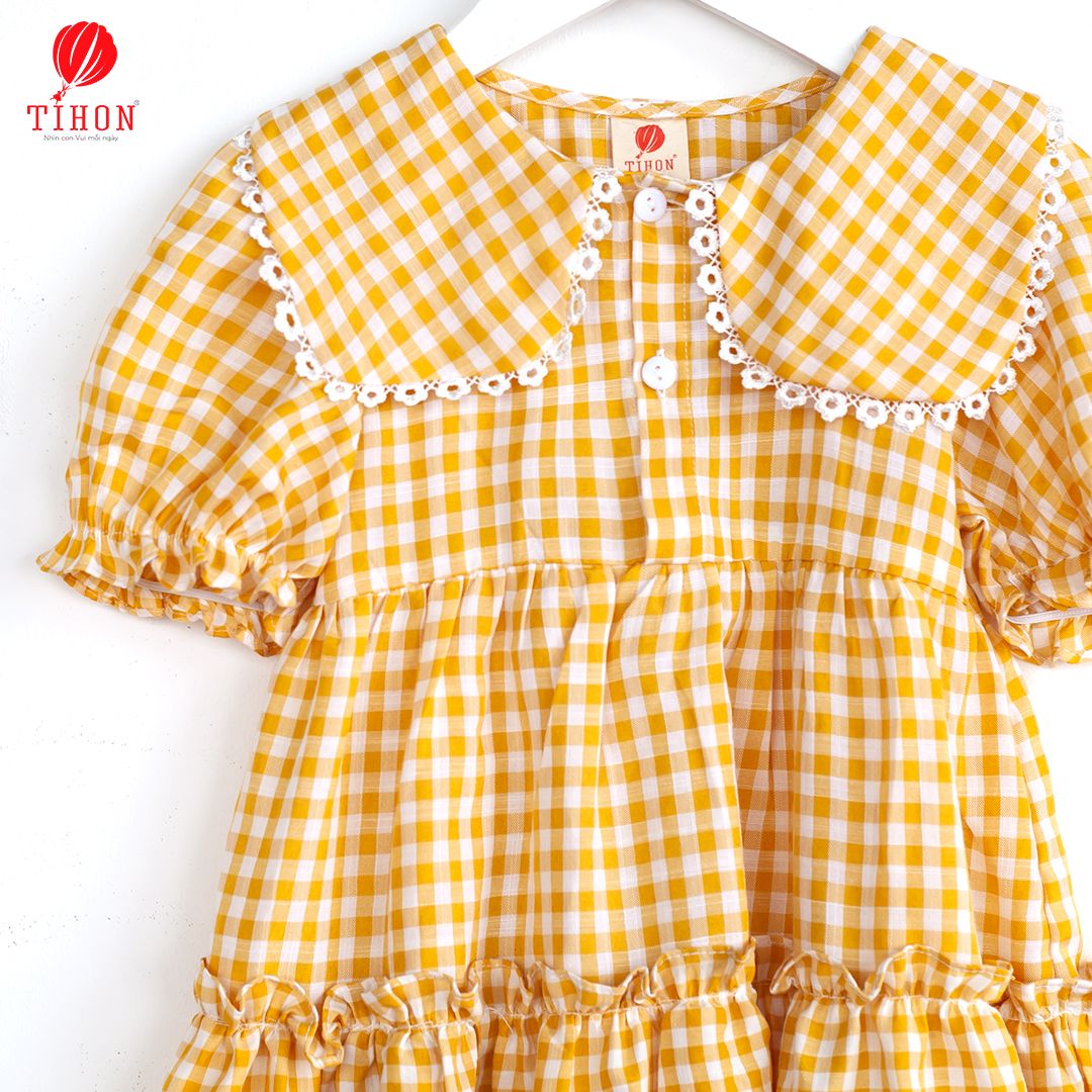 Váy đũi kẻ caro ren cổ 906