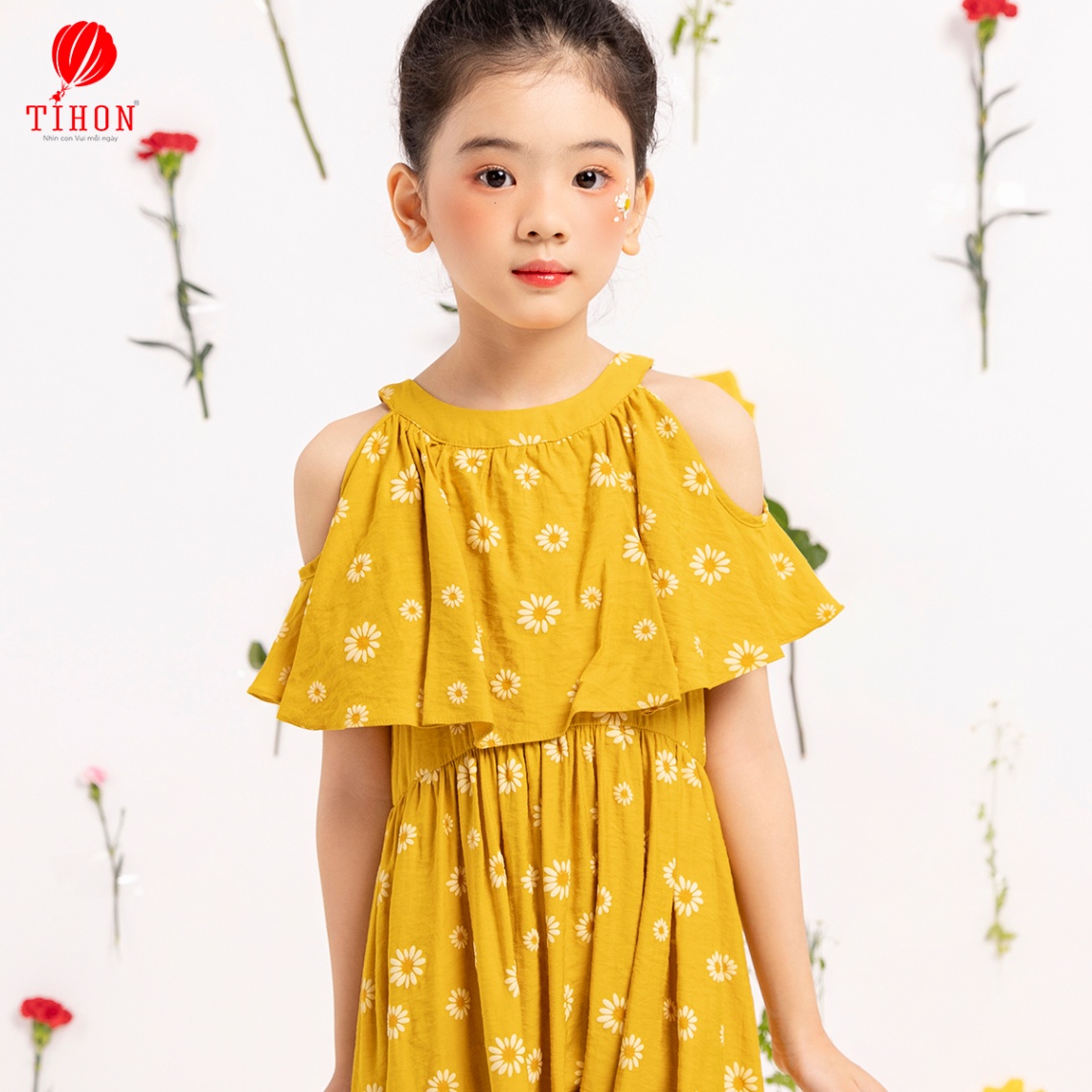 Váy thô cổ yếm họa tiết hoa 906