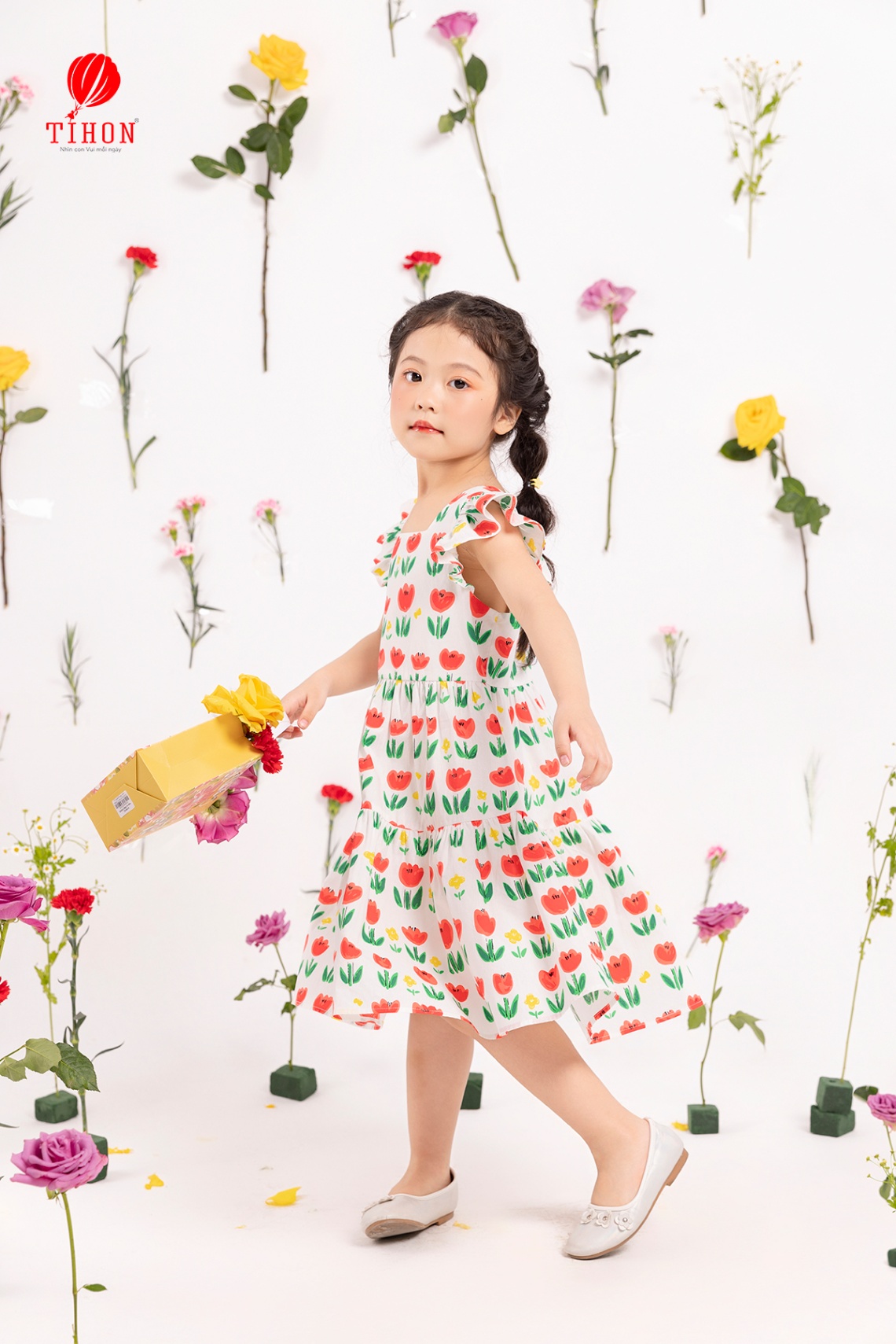 Váy thô BG hoa tulip tay hến 906