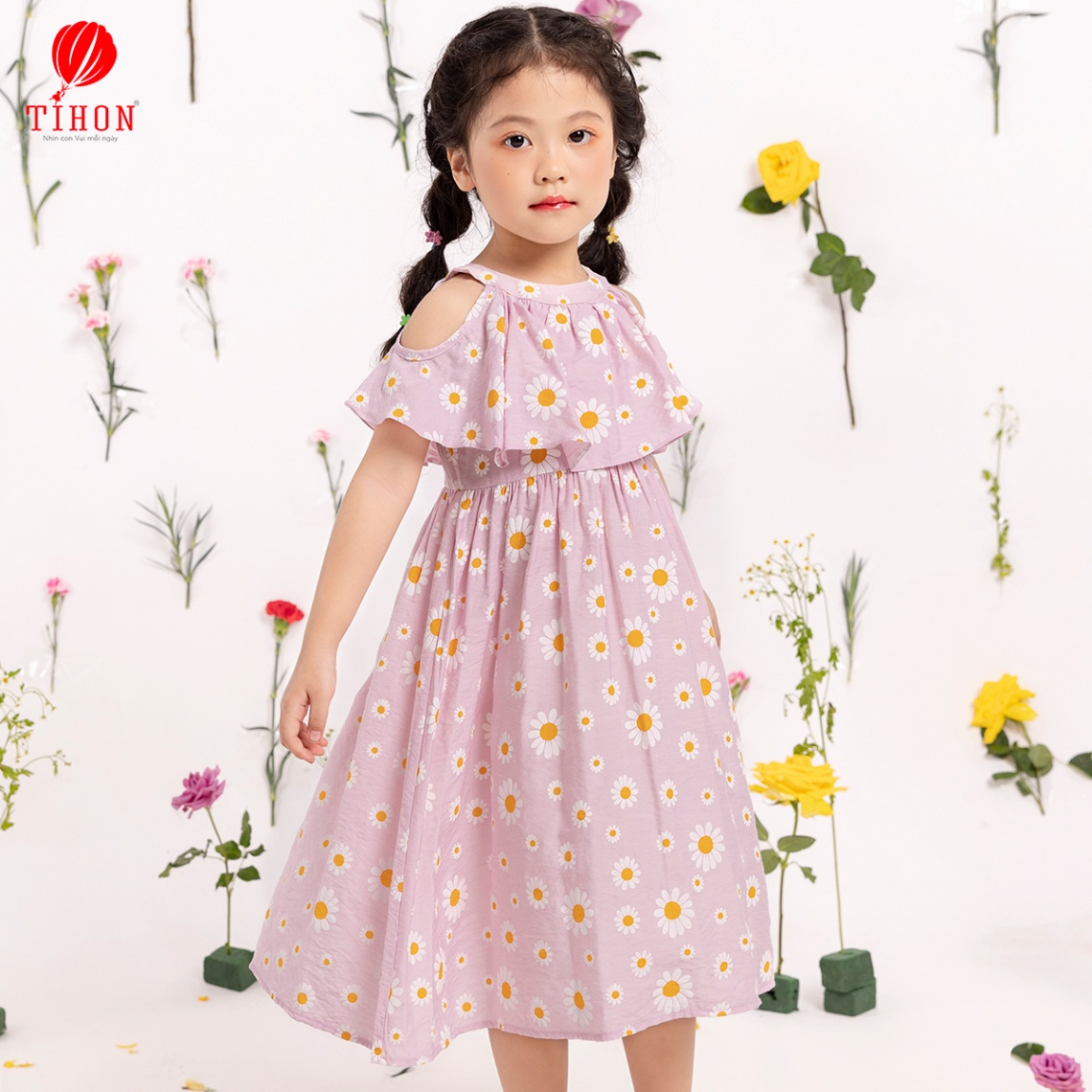 Váy thô cổ yếm họa tiết hoa 906