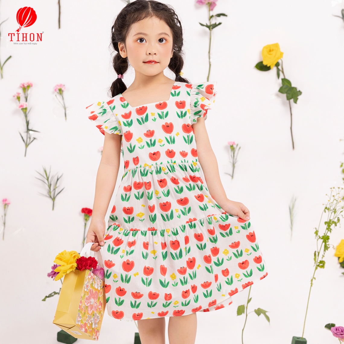 Váy thô BG hoa tulip tay hến 906