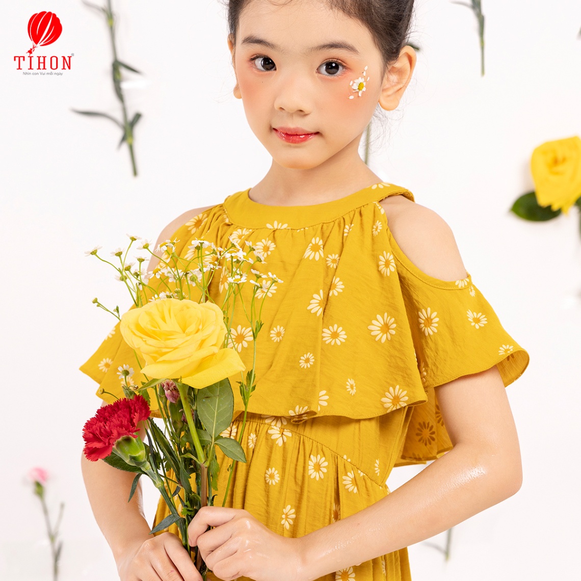 Váy thô cổ yếm họa tiết hoa 906