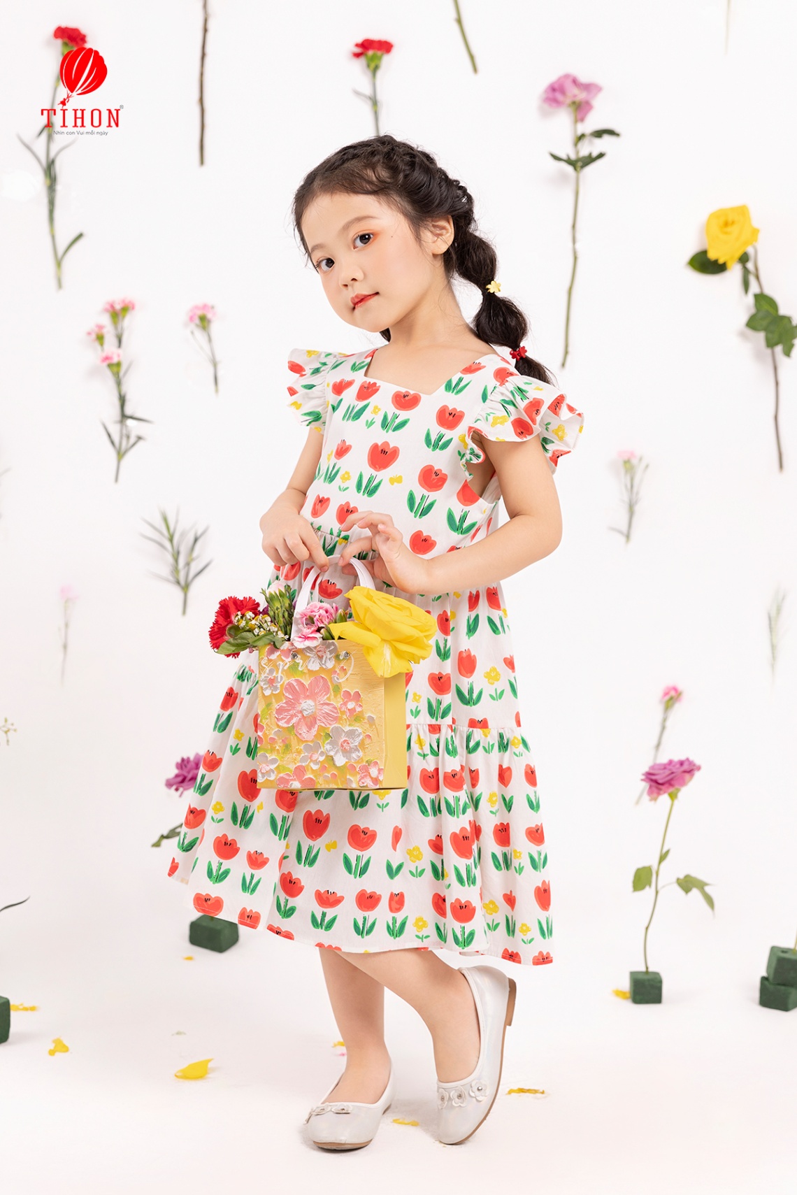 Váy thô BG hoa tulip tay hến 906