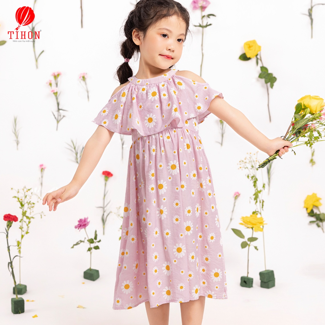 Váy thô cổ yếm họa tiết hoa 906