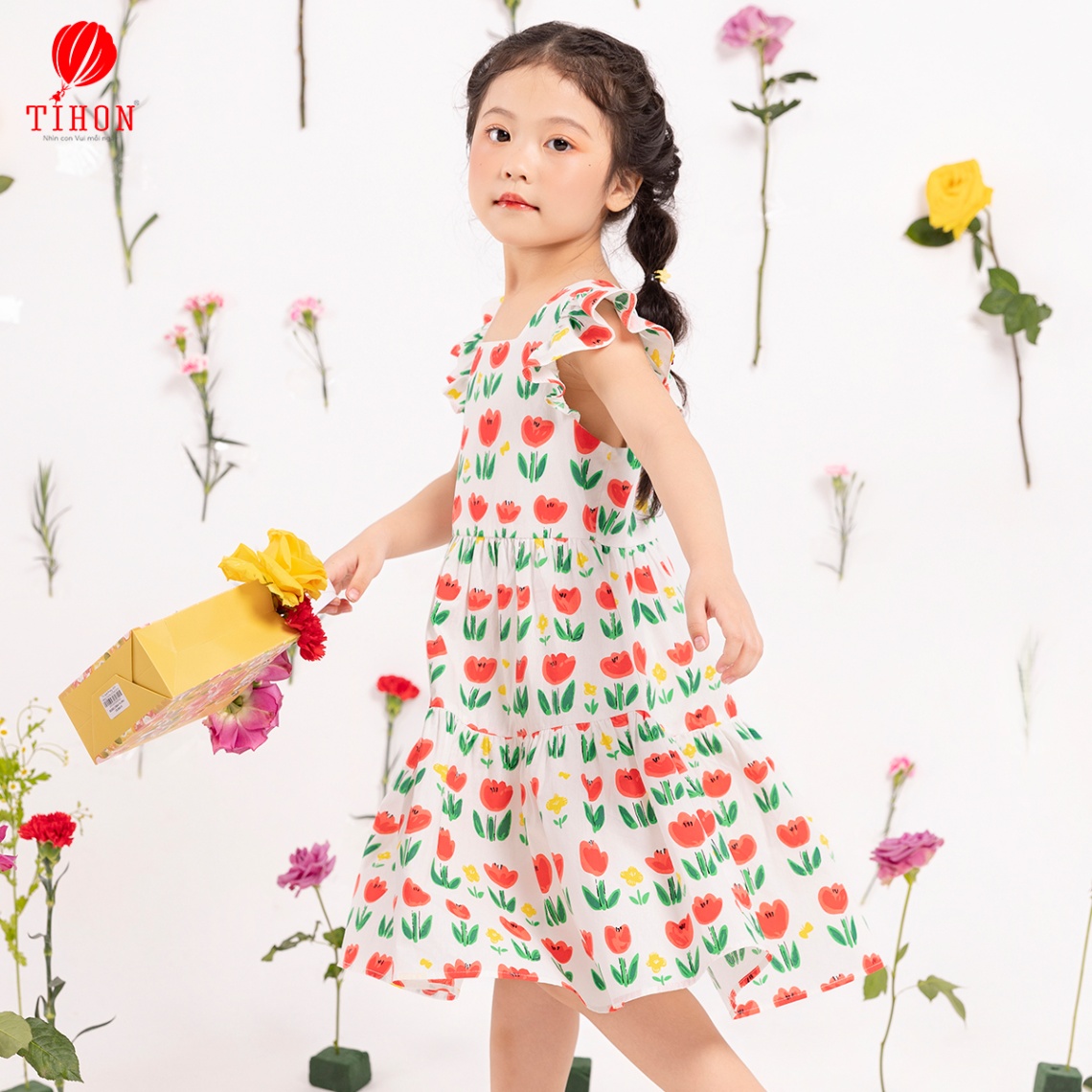 Váy thô BG hoa tulip tay hến 906