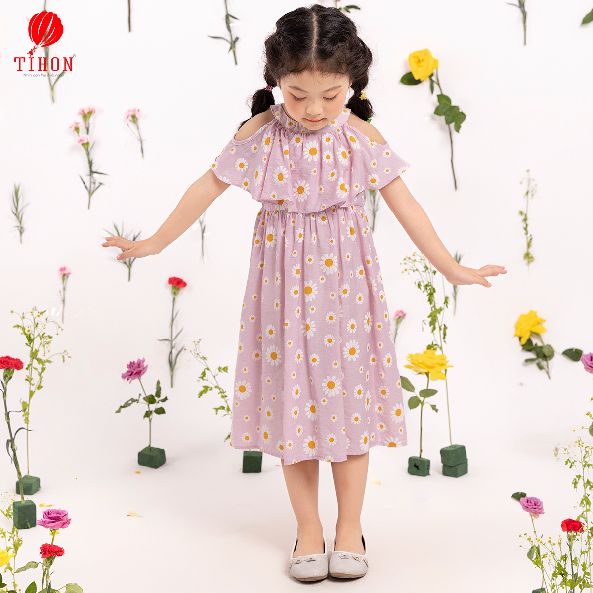 Váy thô cổ yếm họa tiết hoa 906