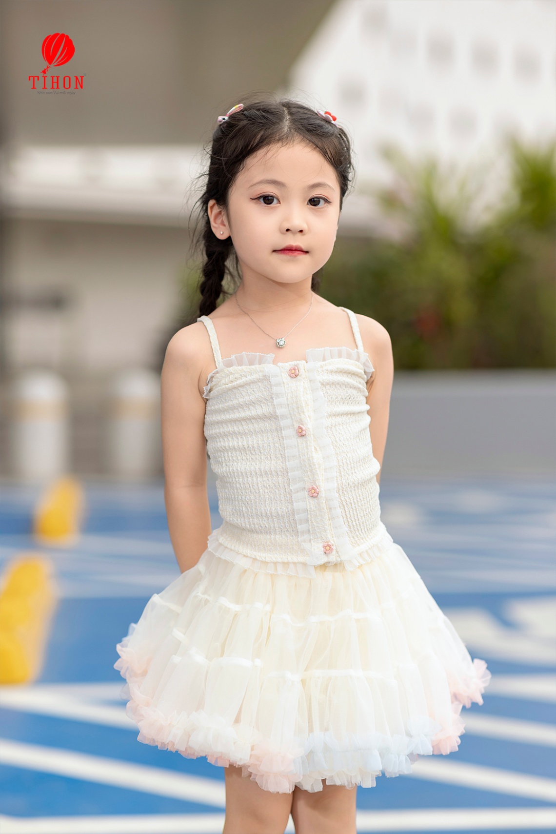 Váy công chúa ren dài tay Váy Pettiskirt Trang phục chính thức cho bé gái  (Màu