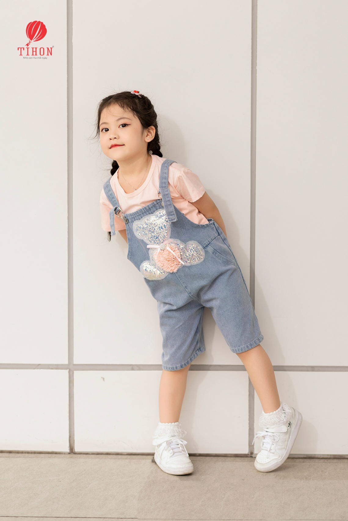 Set yếm quần bò gấu kim sa áo coton