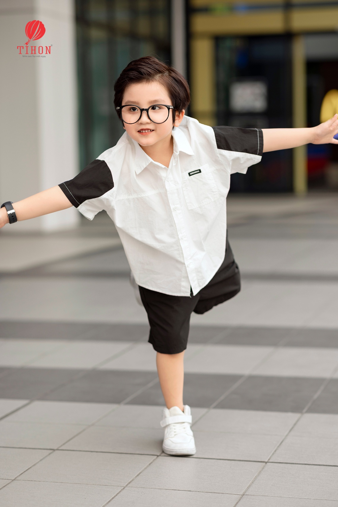Set bộ sơ mi 1 túi phối tay
