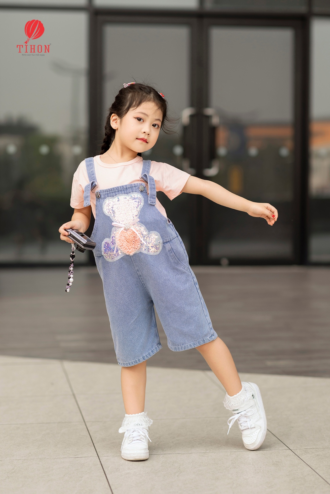 Set yếm quần bò gấu kim sa áo coton