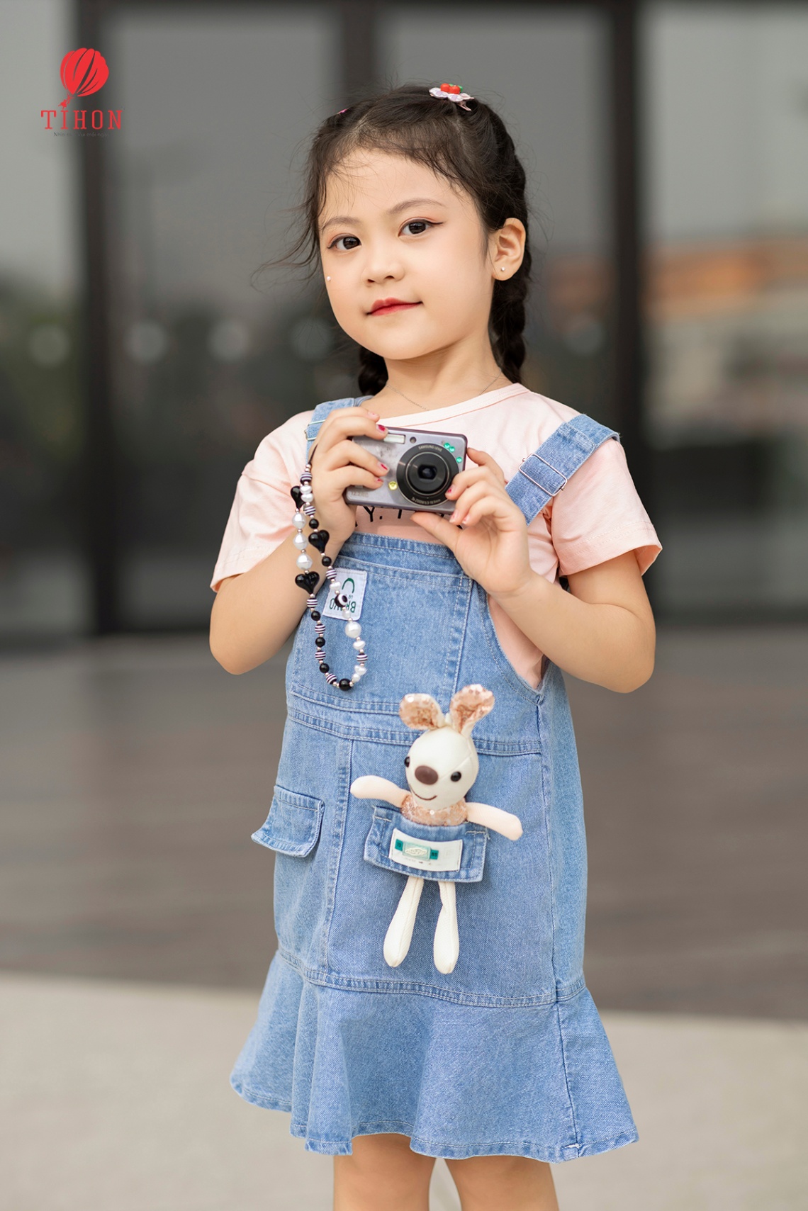 Bộ váy jean áo thun cưc yêu cho bé gái từ 1-8 tuổi CGV40076W | Bé Cưng Shop