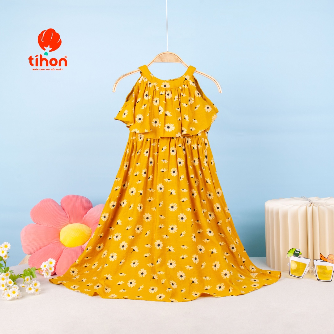 Váy thô cổ yếm họa tiết hoa 906