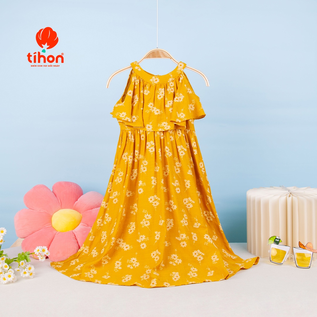 Váy thô cổ yếm họa tiết hoa 906