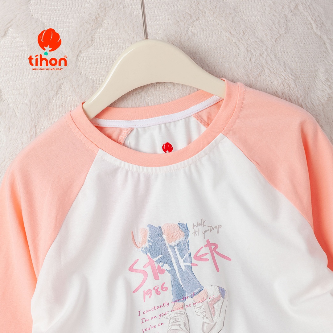 Áo cotton in trang trí các hình dây rút sườn 206