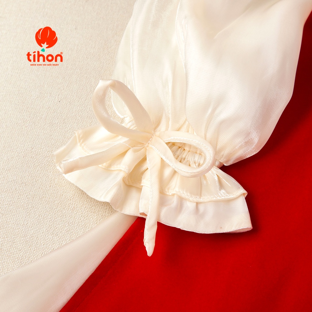 Áo dài bé gái đáp hoa tulip + chân váy 906