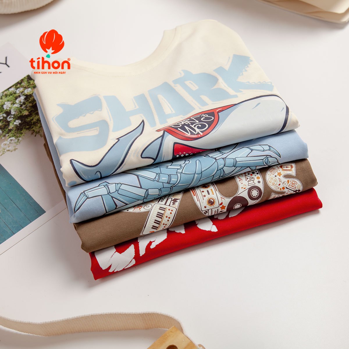 Áo bé trai cotton in họa tiết 906