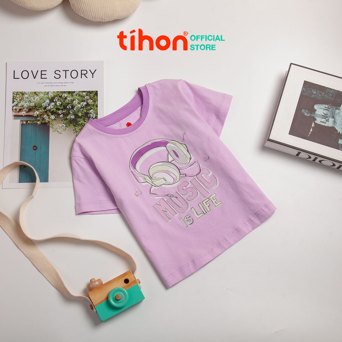 Áo bé gái cotton in họa tiết 906