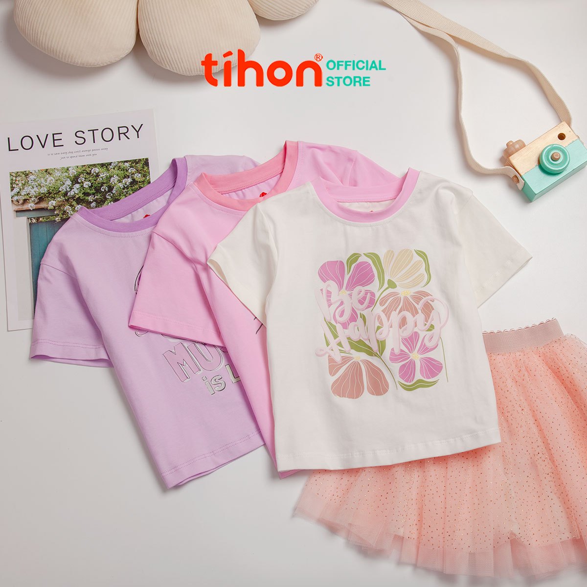 Áo bé gái cotton in họa tiết 906