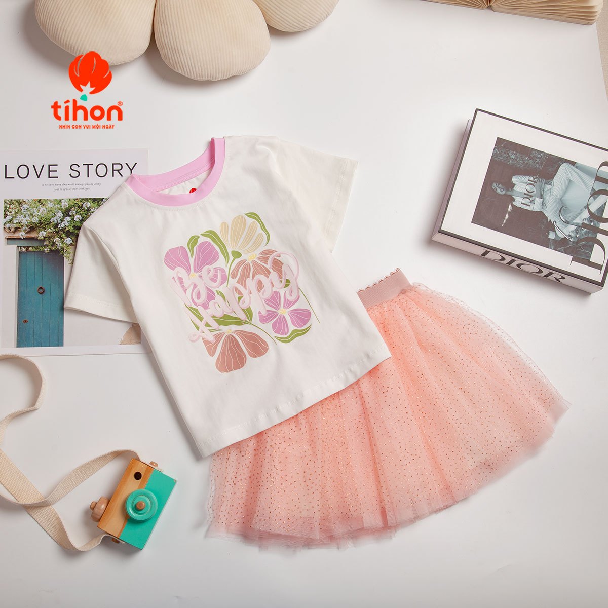 Áo bé gái cotton in họa tiết 906