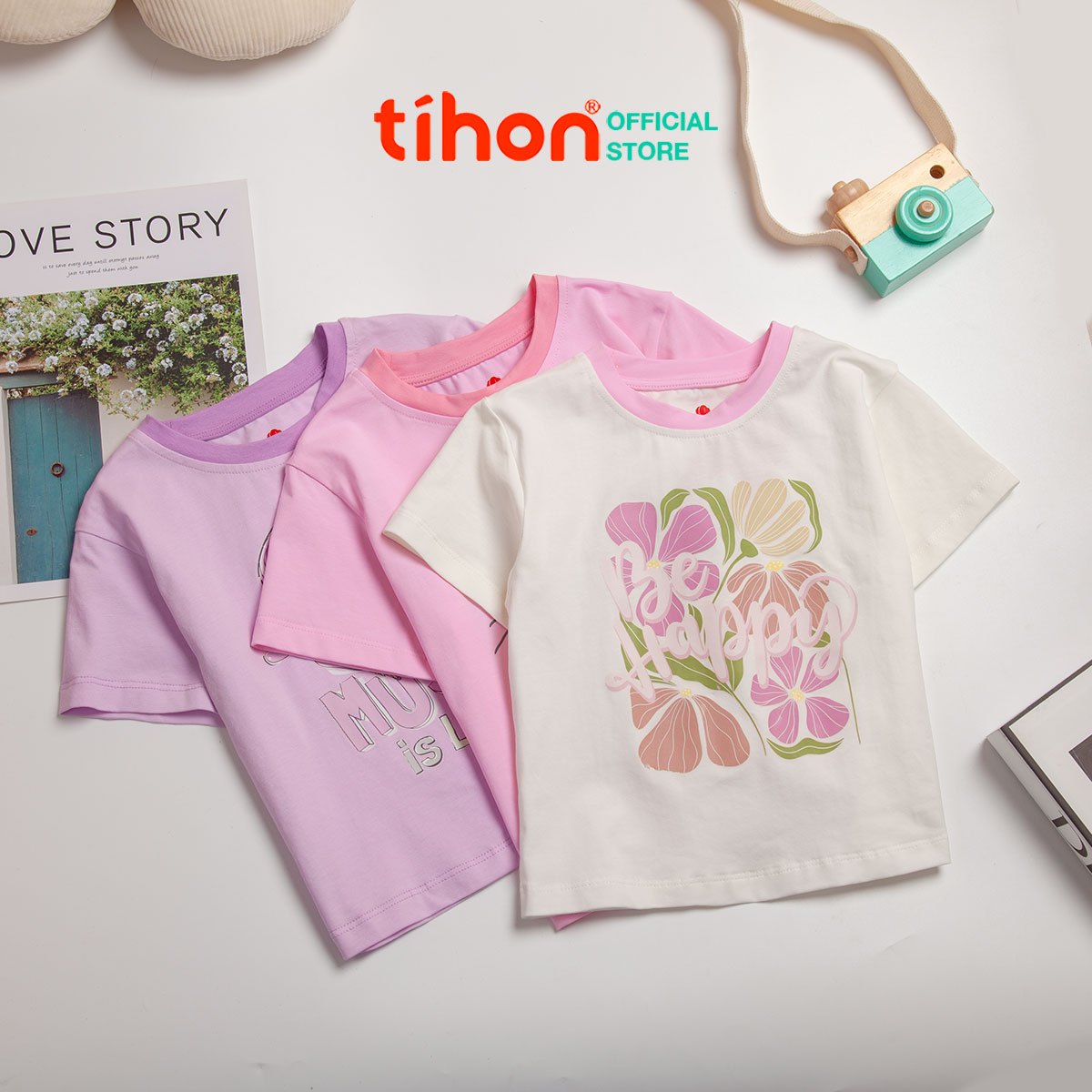 Áo bé gái cotton in họa tiết 906