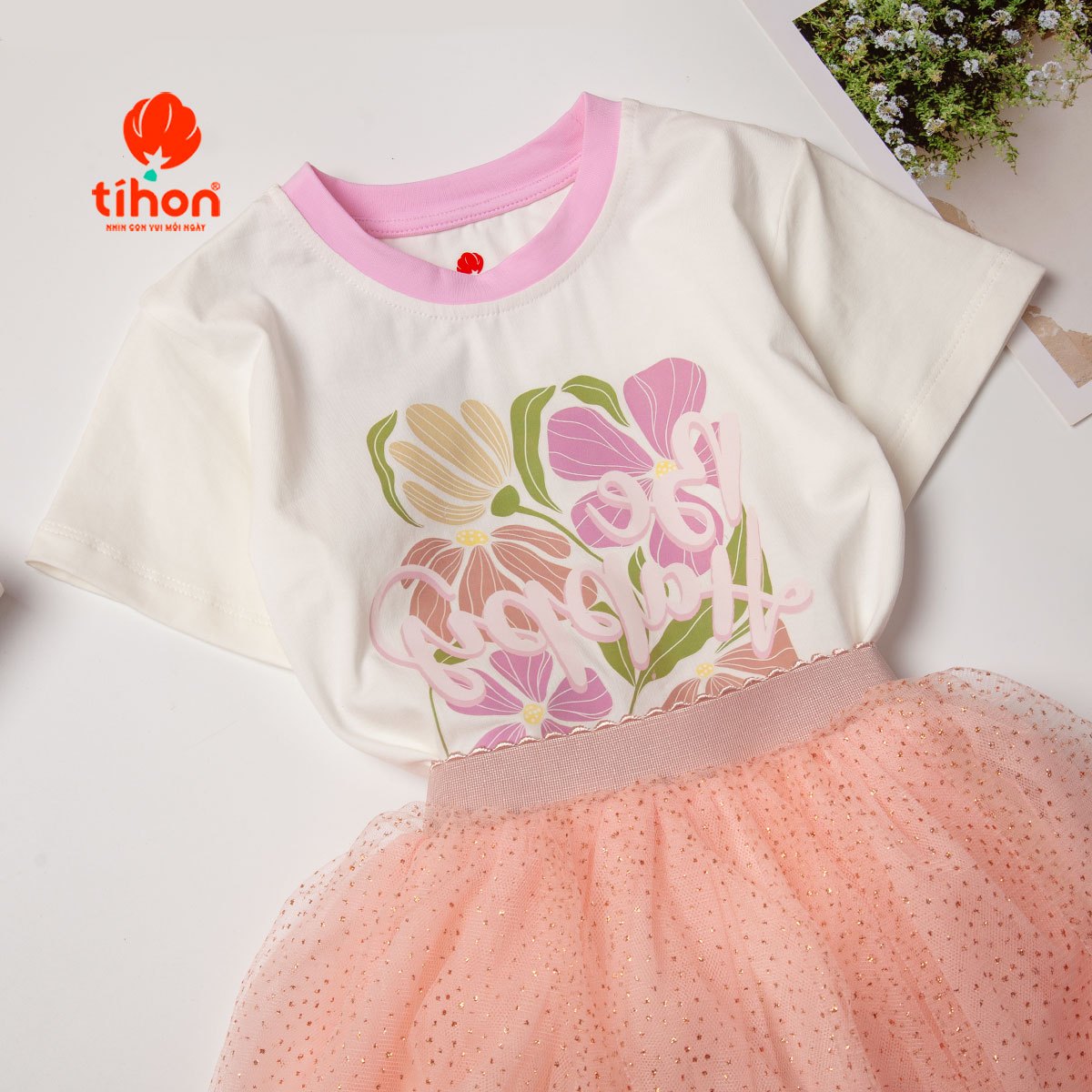 Áo bé gái cotton in họa tiết 906