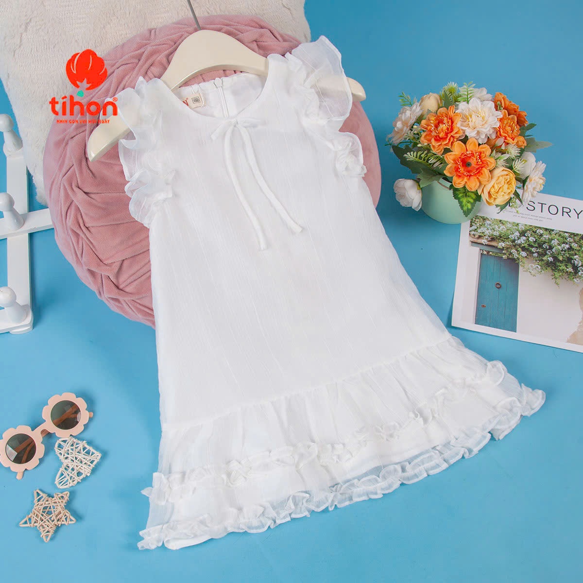 Váy BG tơ cánh tiên đính nơ 904