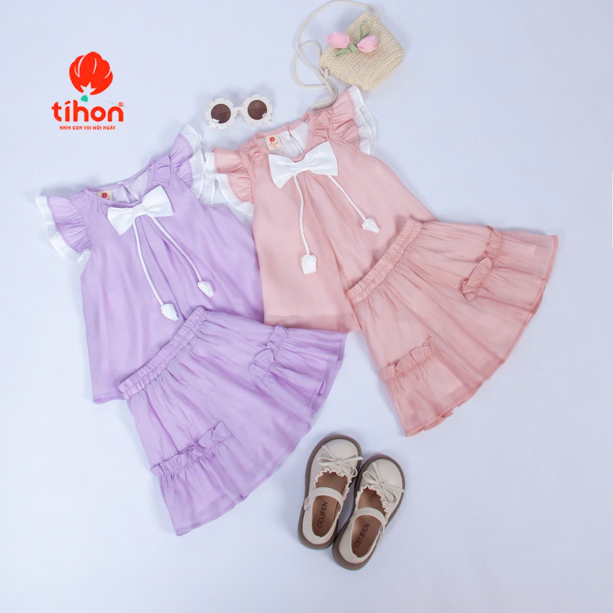 Set bộ BG đính nơ, CV ngắn 106
