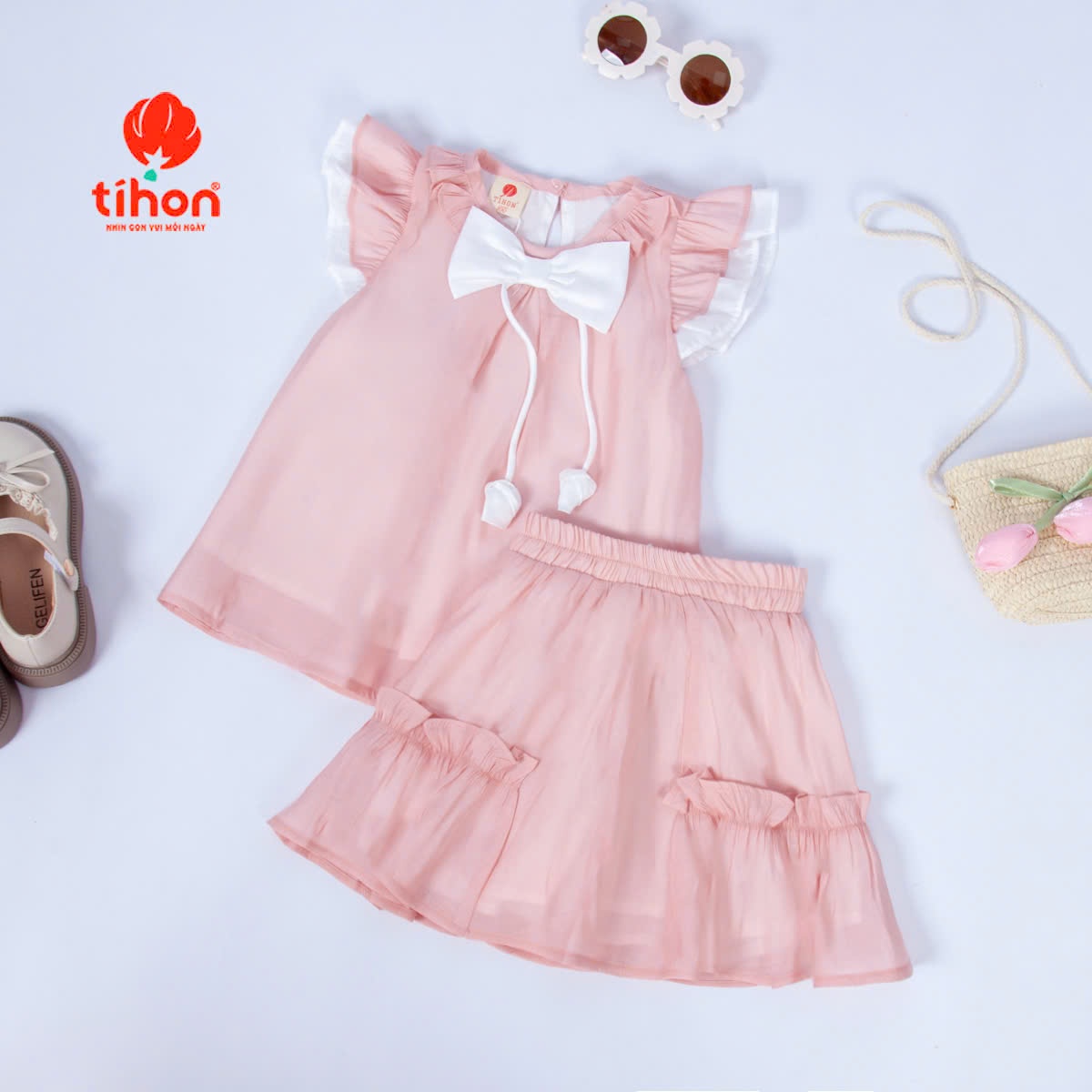 Set bộ BG đính nơ, CV ngắn 106
