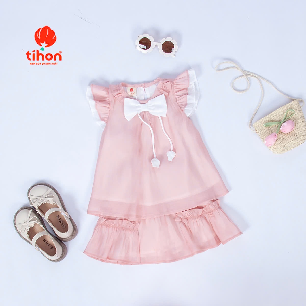 Set bộ BG đính nơ, CV ngắn 106